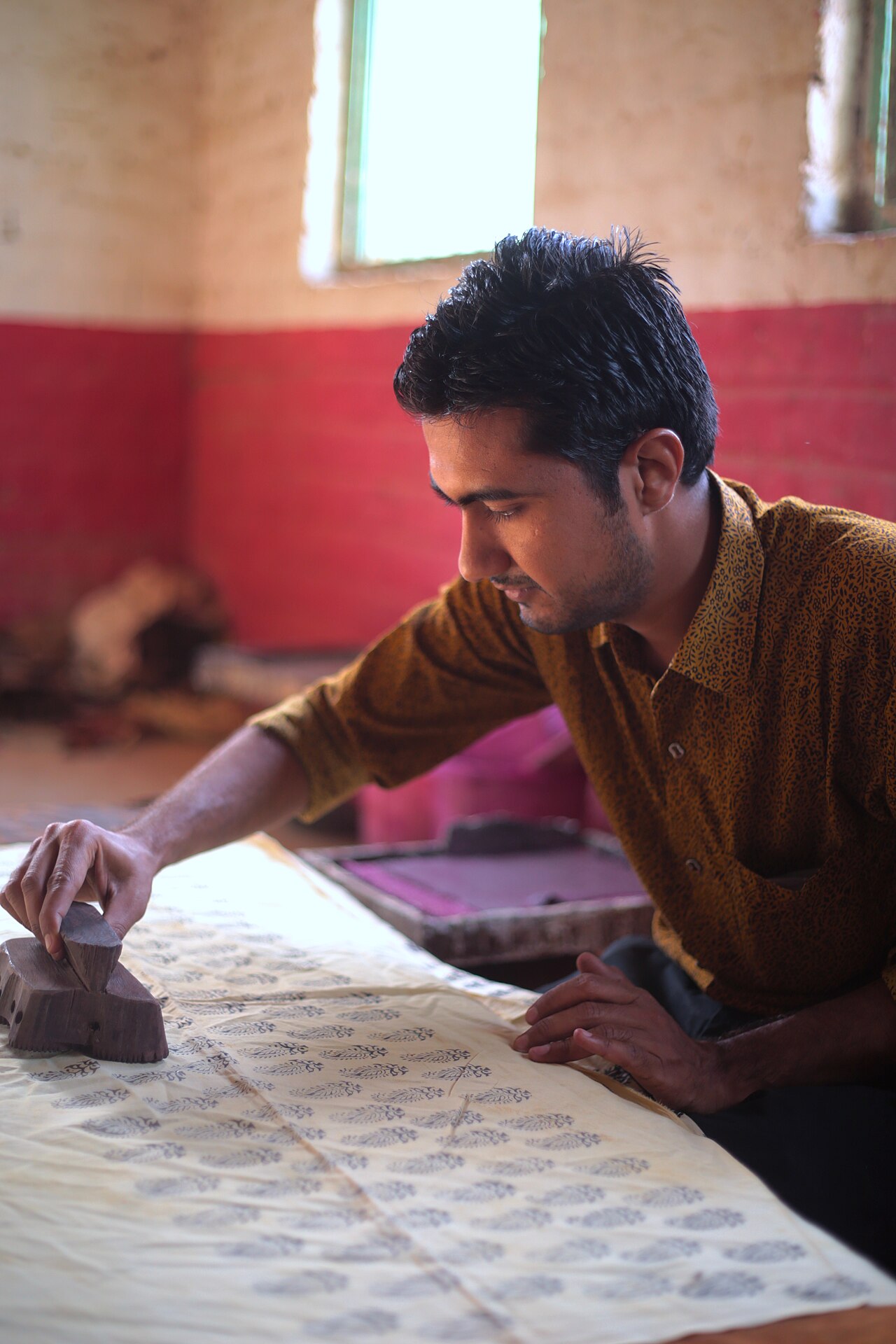 Artisan hand block printing